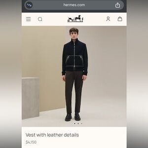 Black Leather-Detail Vest